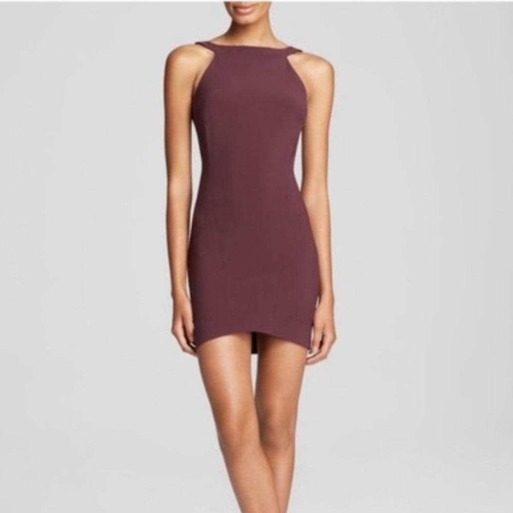 Elizabeth and James Purple Maroon Bodycon Dress with Curve Hem